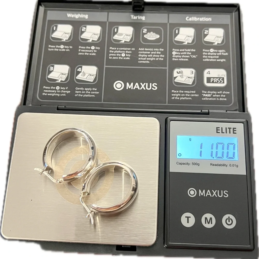 Solid Sterling Silver Chunky Hoop Earrings - Picture 11 of 11